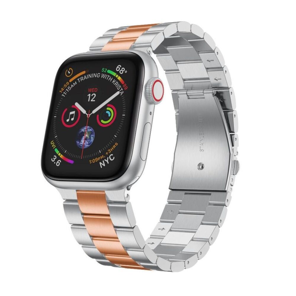 Stainless Steel Two-Tone Watch Band for Apple Watch 42-49mm Silver/Rose